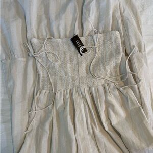 Boohoo striped cream dress